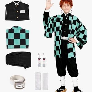 Damon slayer boys Kamado Tanjiro Cosplay Costume Set Anime Kimono Outfits S